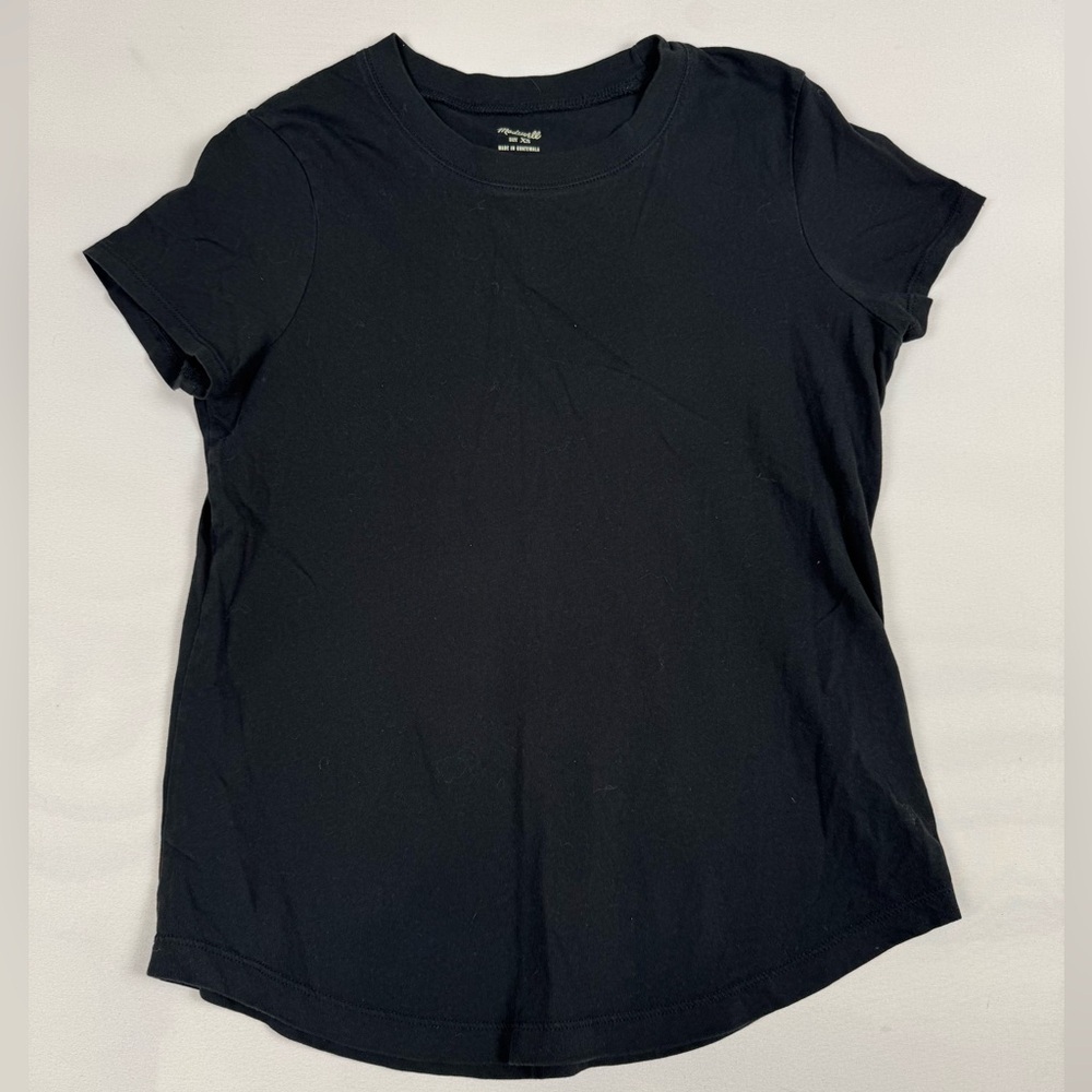 Madewell Short Sleeve Curved Hem Tee Black Women’s XS 100% Cotton
